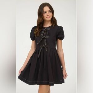 Black Mini Dress with Bow Details